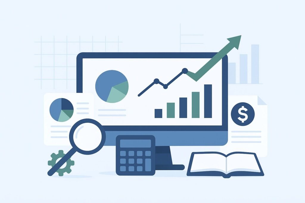 Ícone com várias ferramentas e recursos para ajudar nos investimentos